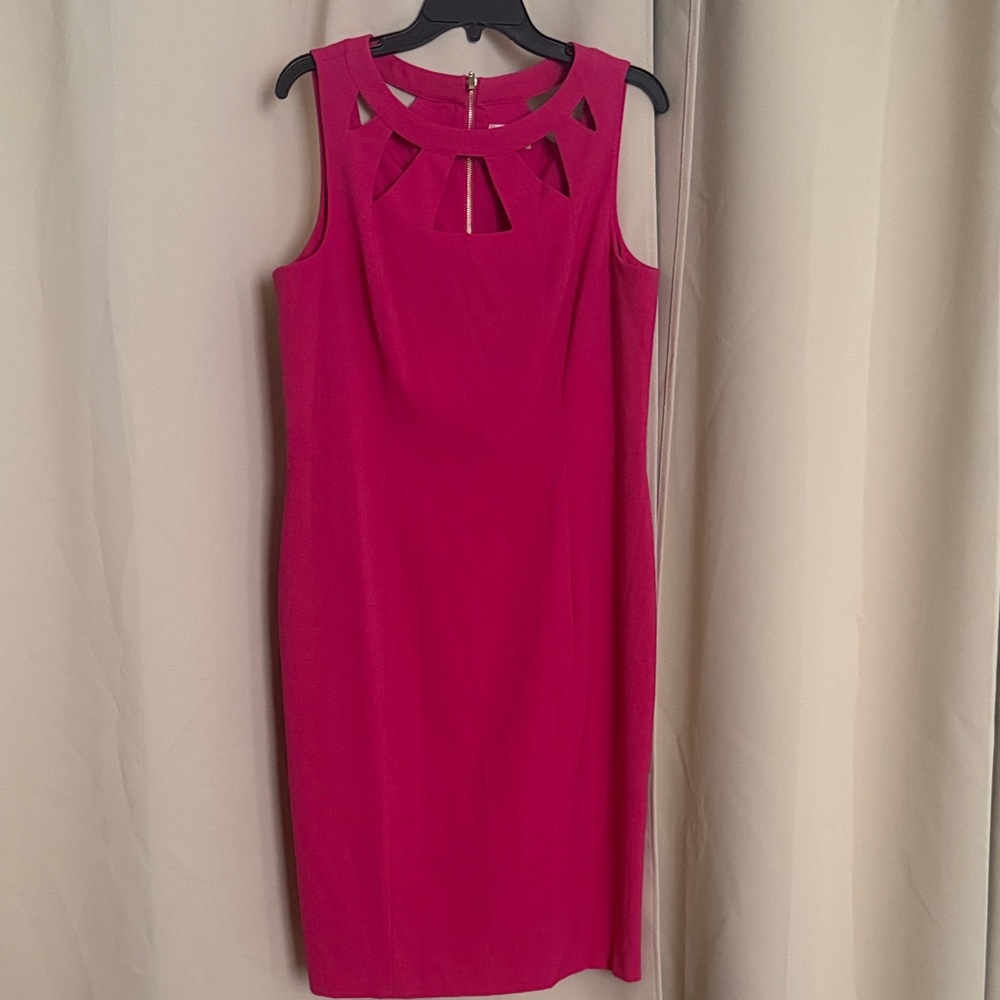 Eliza J hot pink Cutout Neck Sheath Dress